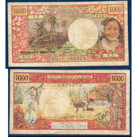 Tahiti P.27d, B Billet de 1000 Francs 1985 Vahine papeete