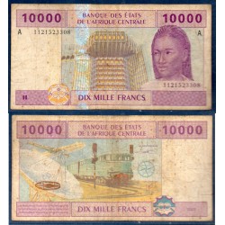 Afrique Centrale Pick 410Ac B pour le Gabon, Billet de banque de 10000 Francs CFA 2002