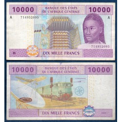 Afrique Centrale P.410Ac Gabon, TTB, Billet de 10000 Francs CFA 2002 transports