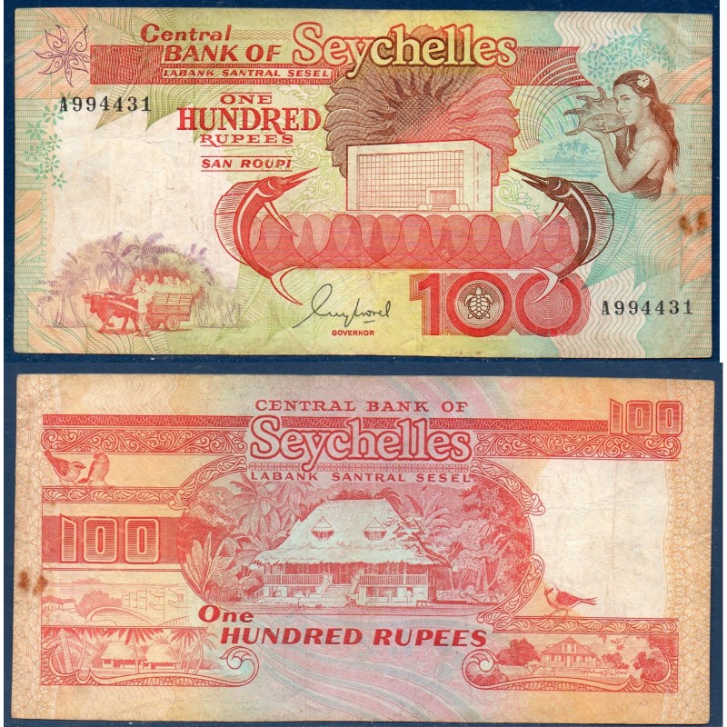 Seychelles P.35, TB, Billet de 100 Rupees 1989 Maison