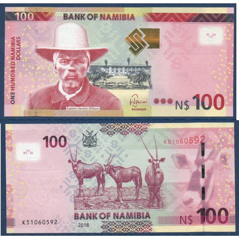 Namibie P.14b, Neuf, Billet de 100 Dollars 2018 Witbooi