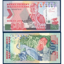 Madagascar Pick N°72Ab, Billet de banque de 2500 Francs - 500 ariary 1993