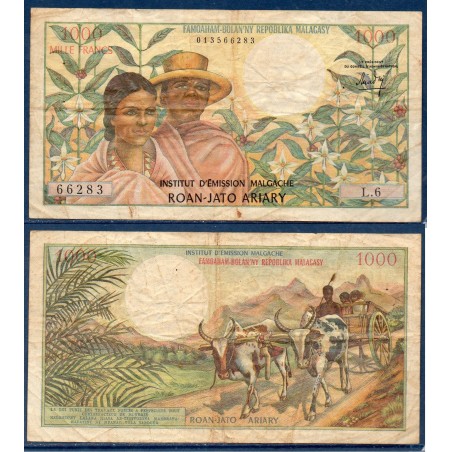 Madagascar Pick N°59a, TB Billet de banque de 1000 francs 1966