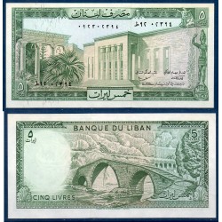 Liban Pick N°62c, neuf Billet de banque de 5 Livres 1972-1978