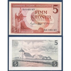 Islande P.37a, neuf Billet de 5 kronur 1957 Ingólfur Arnarson