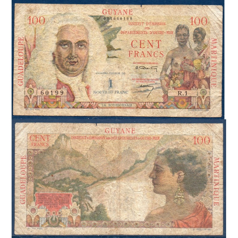 Antilles Française Pick N°1a, B Billet de banque de 1 franc sur 100 francs 1961