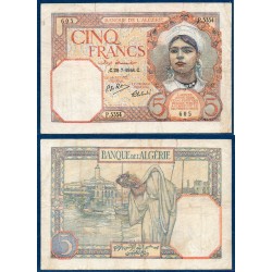 Algérie Pick N°77b, TB Billet de banque de 5 Francs 29.7.1941