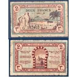 Tunisie P.56, B, Billet de 2 francs 15.7.1943 Régence de Tunis