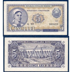 Roumanie Pick N°83b, TTB Billet de banque de 5 lei 1952