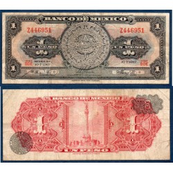 Mexique Pick N°59j, Billet de banque de Banque de 1 peso 1967