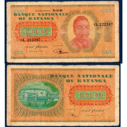 Katanga P.8a, B, Billet de 100 francs 1960 Tshombé