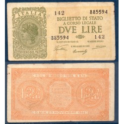 Italie Pick N°30a, Billet de banque de 2 Lire 1944