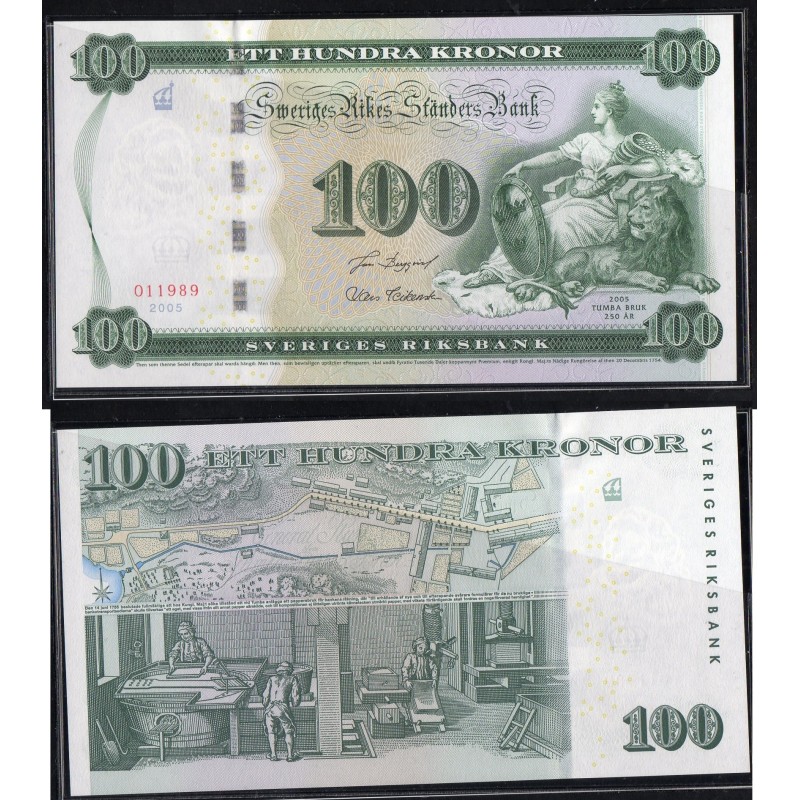 Suède P.68, Neuf Folder, Billet de 100 Kronor 2005 Usine