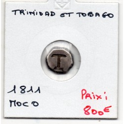Trinité et Tobago Moco Shilling 1811 contremarque T, KM A10 pièce de monnaie