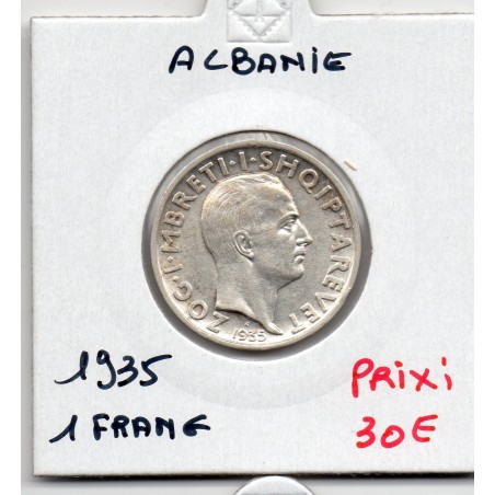 Albanie 1 frang AR 1935 Sup KM 16 pièce de monnaie