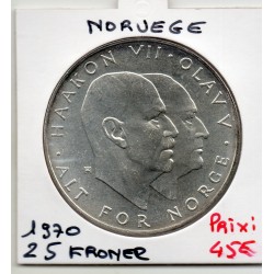 Norvège 25 Kroner 1970 Spl, KM 414 pièce de monnaie