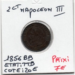 2 centimes Napoléon III tête nue 1856 BB Strasbourg TTB, France pièce de monnaie