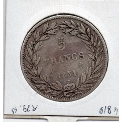 5 francs Louis Philippe 1831 A tranche creux TTB-, France pièce de monnaie