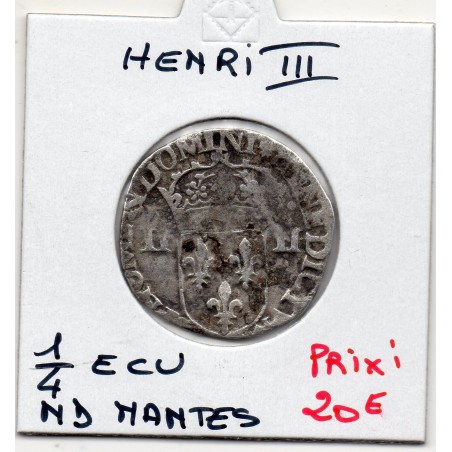 1/4 ou quart d'Ecu Croix de Face DNL T Nantes Henri III pièce de monnaie royale