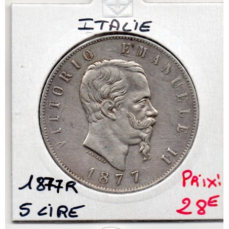 Italie 5 Lire 1877 R TTB,  KM 8.4 pièce de monnaie