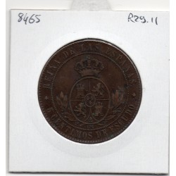 Espagne 5 centimos 1867 étoile 4 branches TTB-, KM 635.2 pièce de monnaie