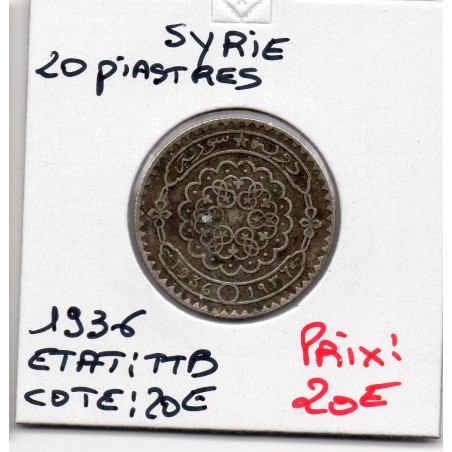 Syrie, 25 Piastres 1936 TTB, Lec 35 pièce de monnaie