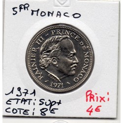 Monaco Rainier III 5 Francs 1971 Sup+, Gad 153 pièce de monnaie