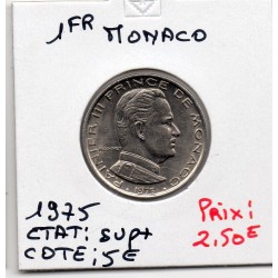 Monaco Rainier III 1 Franc 1975 Sup+, Gad 150 pièce de monnaie