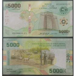 Afrique Centrale P.703, TTB, Billet de 5000 Francs CFA 2020 animaux