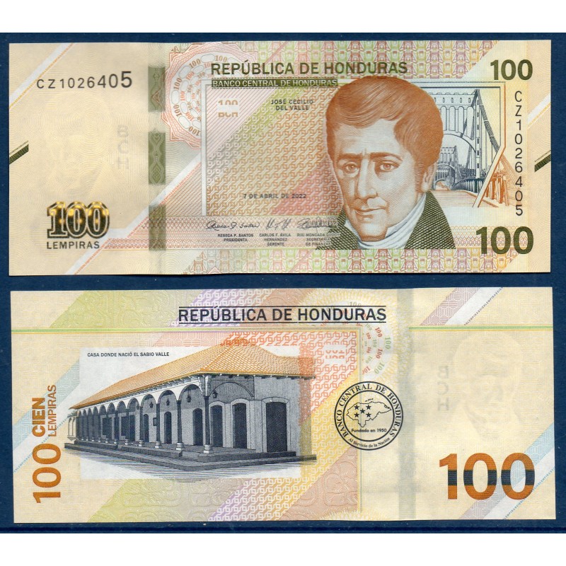 Honduras Pick N°112, Billet de banque de 100 Lempiras 2022