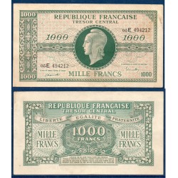 1000 Francs Marianne TTB 1945 série E Billet du trésor Central