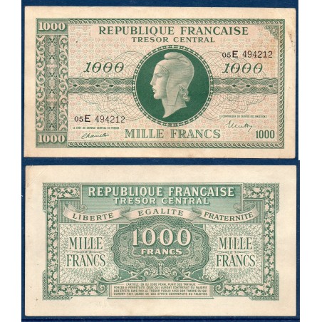 1000 Francs Marianne TTB 1945 série E Billet du trésor Central