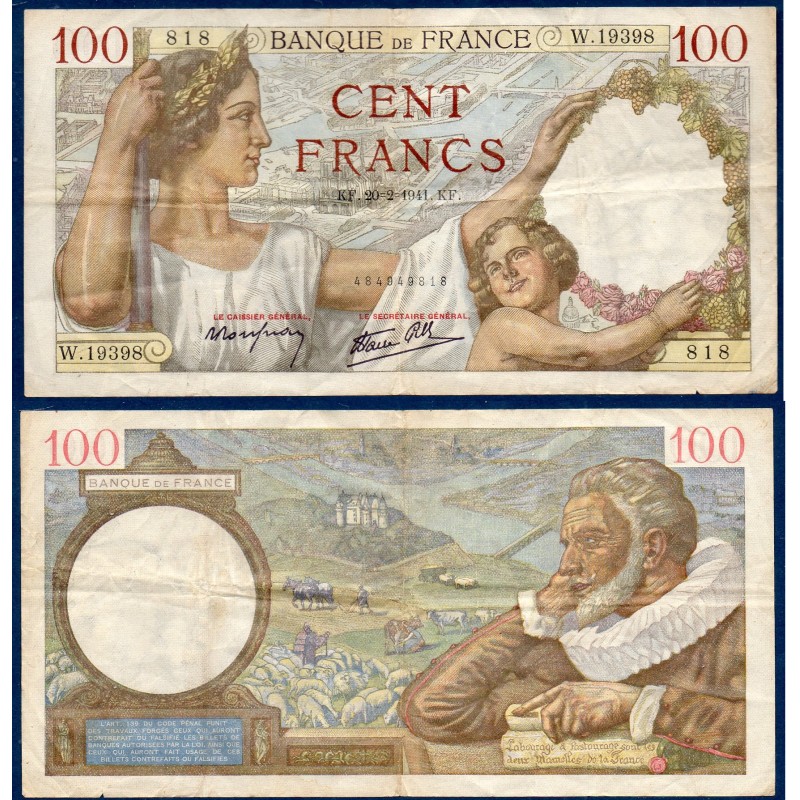 100 Francs Sully TB 20.2.1941 Billet de la banque de France