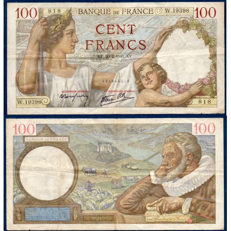 100 Francs Sully TB 20.2.1941 Billet de la banque de France