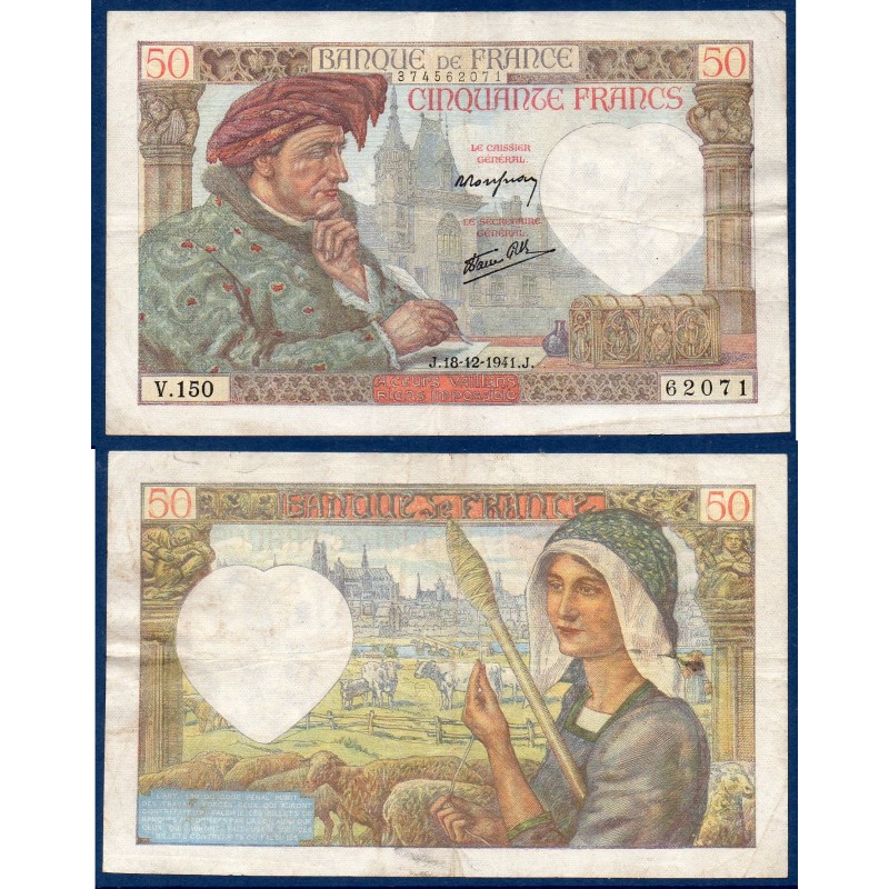 50 Francs Jacques Coeur TB 18.12.1941 Billet de la banque de France