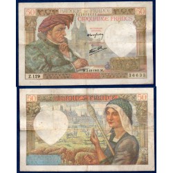 50 Francs Jacques Coeur TB 2.10.1941 Billet de la banque de France