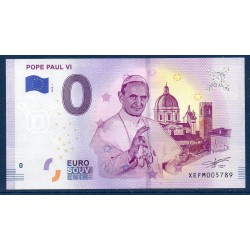 Billet souvenir Rome, Pope Paul VI 0 euro touristique 2019