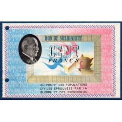 Bon de Solidarité, billet de 100 francs Petain Spl,  1941-1944