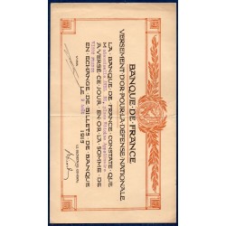 Bon de Versement d'or pour la défense nationale, 20 francs 9.8.1915