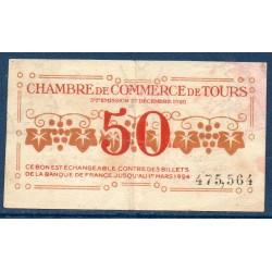 Tours 50 centimes TB 27.12.1920 Pirot 123.6 Billet de la chambre de Commerce