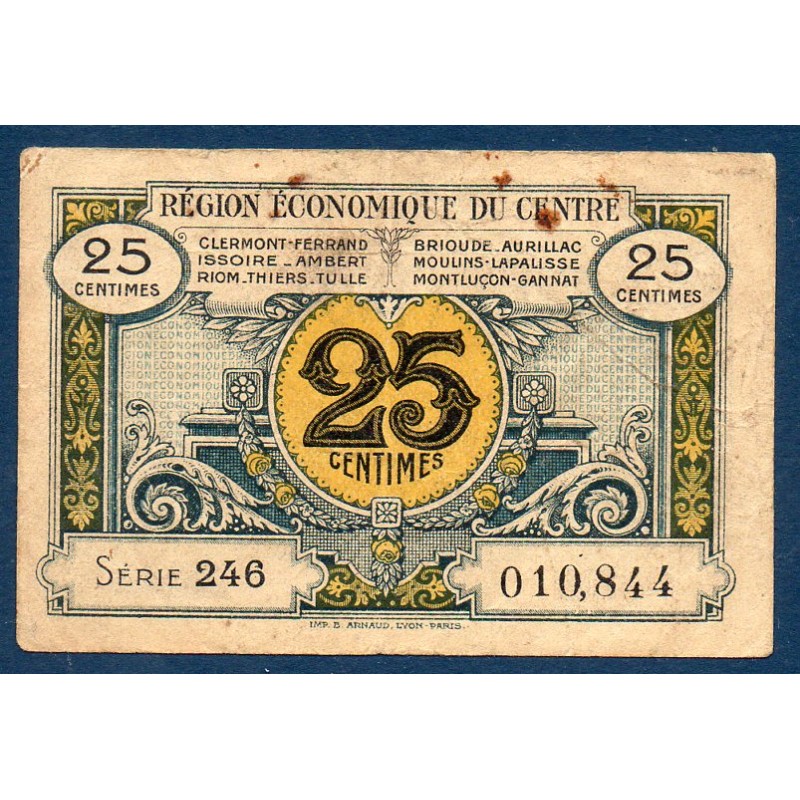 Centre 25ct TB 1925 Pirot 40.1 Billet de la chambre de Commerce