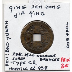 Dynastie Qing, Ren Zong, Jia Qing Tong bao, Board Of Works 1816-1820, Hartill 22.498 1 cash pièce de monnaie