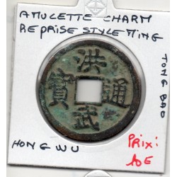 Chine Charm Coin, amulette Ming Hong Wu Tong Bao, pièce de monnaie