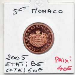 Pièce 5 centimes d'euro BE Monaco 2005