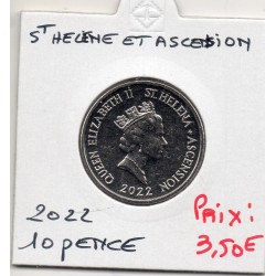Sainte Helene et Ascension 10 pence 2022 FDC, KM 23a pièce de monnaie