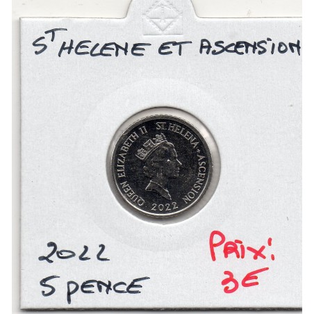 Sainte Helene et Ascension 5 pence 2022 FDC, KM 22a pièce de monnaie