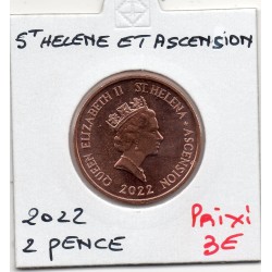 Sainte Helene et Ascension 2 pence 2022 FDC, KM 12a pièce de monnaie