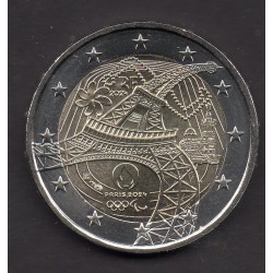 2 euro commémorative France 2024 JO Paris tour Eiffel Fleur de coin piece de monnaie €