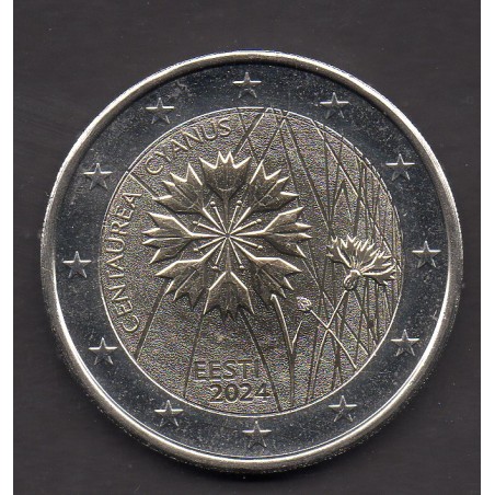 2 euro commémorative Estonie 2024 Le Bleuet fleur nationale piece de monnaie €