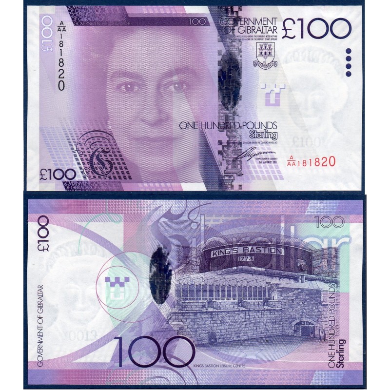 Gibraltar P.39a, neuf Billet de 100 pounds 2011 violet